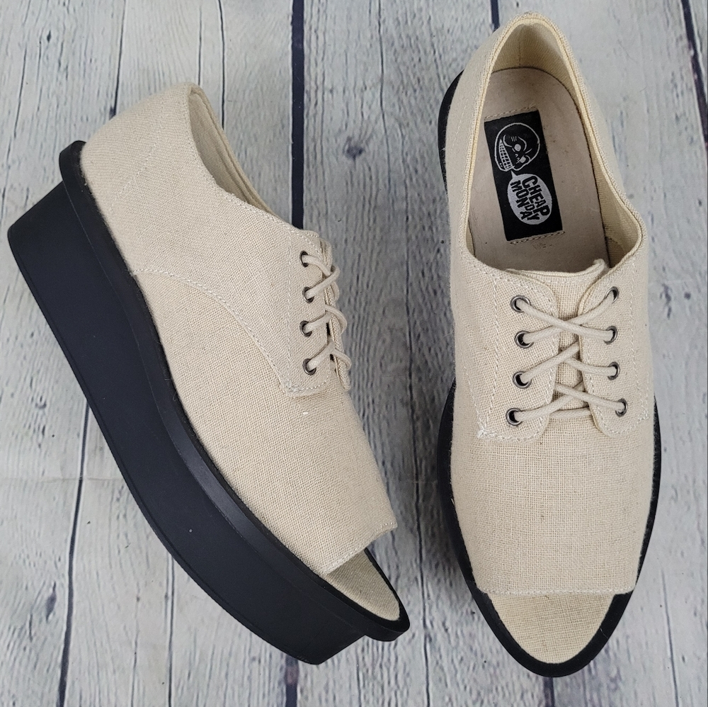 CHEAP MONDAY | lace-up peep toe platform low top shoes - Picture 1 of 9